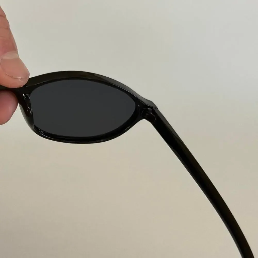 Y2K Black Cat Eye Sunglasses Black Lens Unisex Retro Streetwear UVA UVB